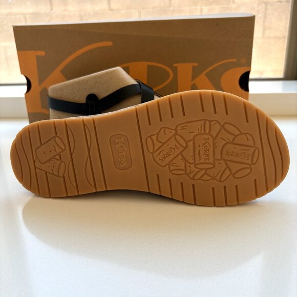 Womens Korks Kork-Ease Jerrick Black Faux Leather Strappy  Korks by Kork-Ease Jerrik Sandals Strappy Buckle Flats Black Size 7 NEW